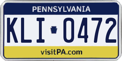 PA license plate KLI0472