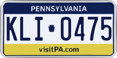PA license plate KLI0475
