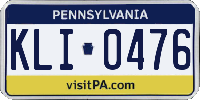 PA license plate KLI0476