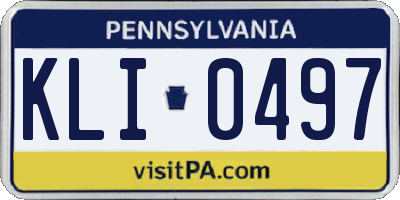 PA license plate KLI0497