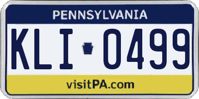 PA license plate KLI0499