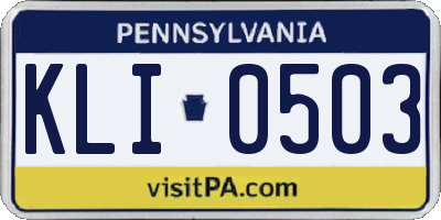 PA license plate KLI0503