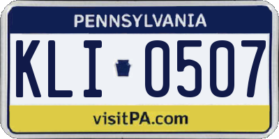 PA license plate KLI0507