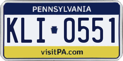 PA license plate KLI0551