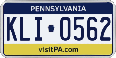 PA license plate KLI0562