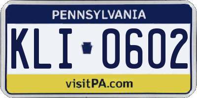 PA license plate KLI0602