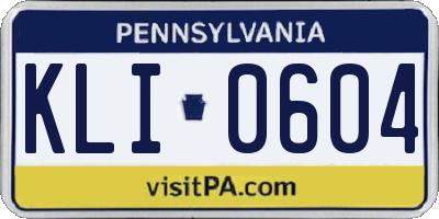 PA license plate KLI0604