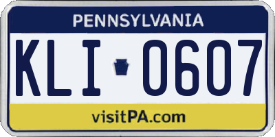 PA license plate KLI0607