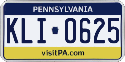 PA license plate KLI0625