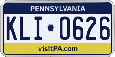 PA license plate KLI0626