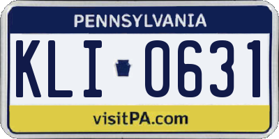 PA license plate KLI0631