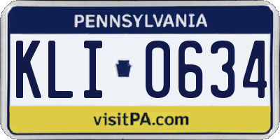 PA license plate KLI0634