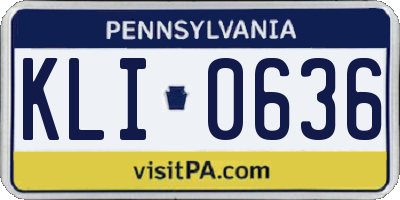 PA license plate KLI0636