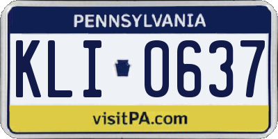 PA license plate KLI0637