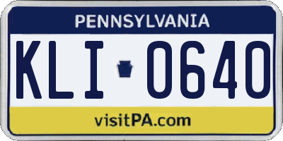 PA license plate KLI0640