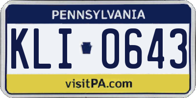 PA license plate KLI0643