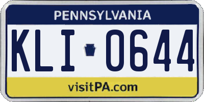 PA license plate KLI0644