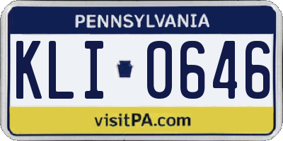 PA license plate KLI0646
