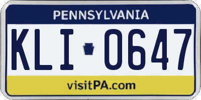 PA license plate KLI0647