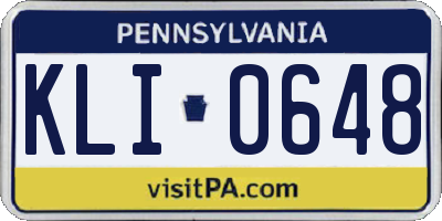 PA license plate KLI0648