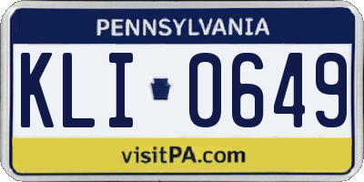 PA license plate KLI0649