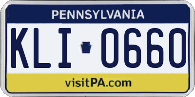 PA license plate KLI0660