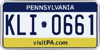 PA license plate KLI0661