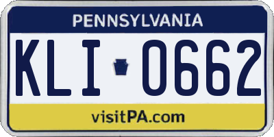 PA license plate KLI0662