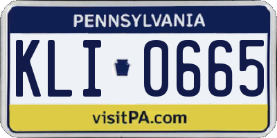 PA license plate KLI0665