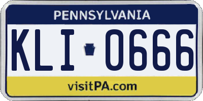 PA license plate KLI0666