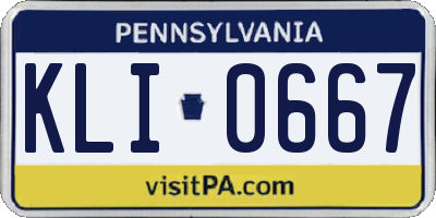 PA license plate KLI0667