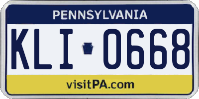 PA license plate KLI0668