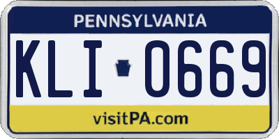 PA license plate KLI0669