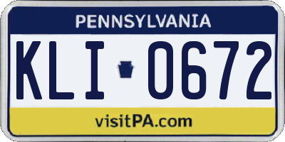 PA license plate KLI0672