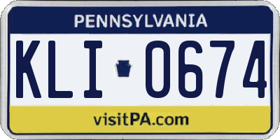 PA license plate KLI0674