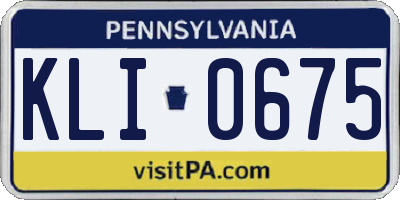 PA license plate KLI0675