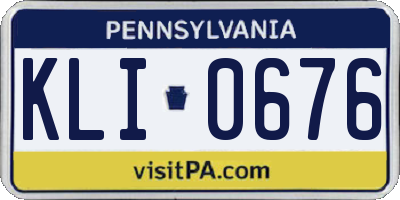 PA license plate KLI0676