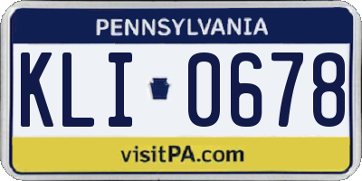 PA license plate KLI0678