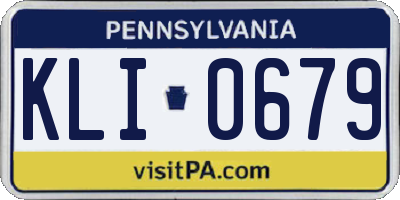 PA license plate KLI0679