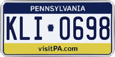 PA license plate KLI0698