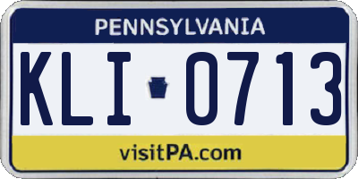 PA license plate KLI0713