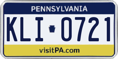 PA license plate KLI0721