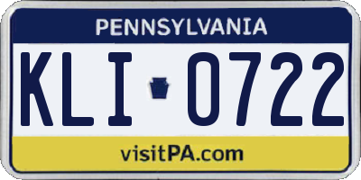 PA license plate KLI0722