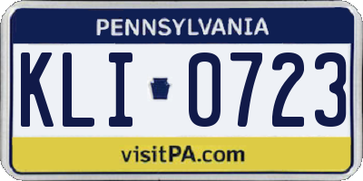PA license plate KLI0723