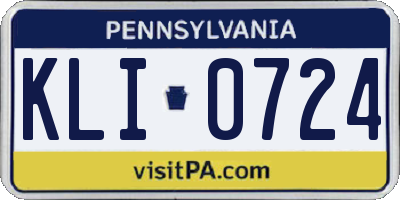 PA license plate KLI0724