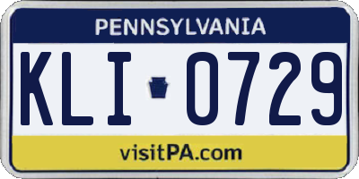 PA license plate KLI0729