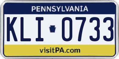 PA license plate KLI0733