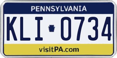 PA license plate KLI0734