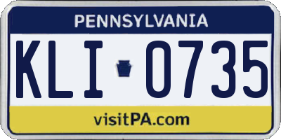 PA license plate KLI0735
