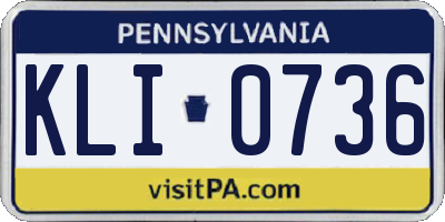 PA license plate KLI0736